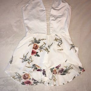 White Halter Floral ROMPER